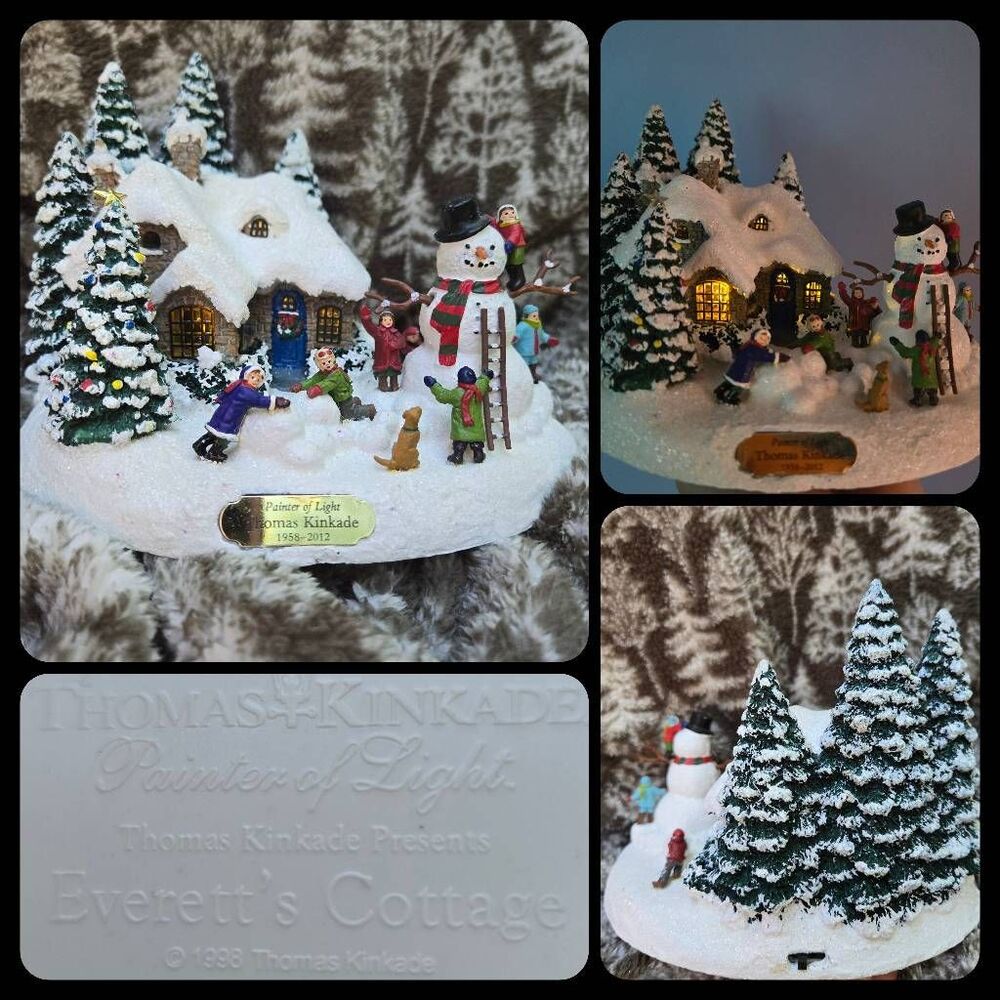 Thomas Kinkade Everett's Cottage lighted Christmas Village House